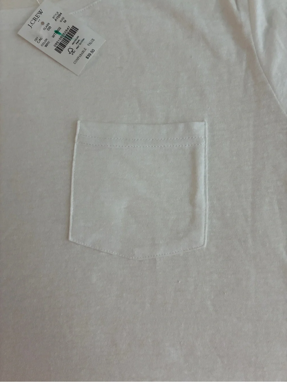 J. Crew White Short-Sleeve Pocket Tee Medium